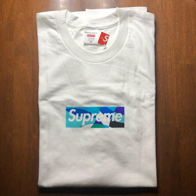 Supreme(シュプリーム)のSupreme Emilio Pucci Box Logo Tee 白青M メンズのトップス(Tシャツ/カットソー(半袖/袖なし))の商品写真