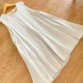 ザラ(ZARA)の新品　ZARA リネンワンピース　ザラ　ワンピース　L(ひざ丈ワンピース)