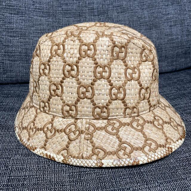 GUCCI グッチ 麦わら帽子 ストローハット レディース ビー 極美品 蜂-