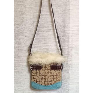 限定 コーチ ファー付 ショルダーバック