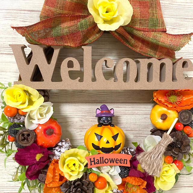 専用】ハロウィン HalloWeen ウェルカム Welcome リース ★ ハンドメイドのフラワー/ガーデン(リース)の商品写真