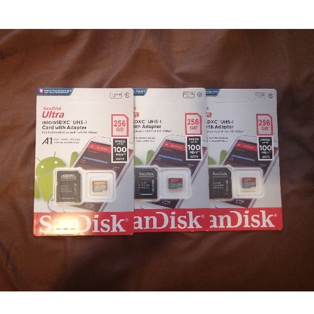 【美品】SanDisk microSDカード 256GB 未開封x 3個