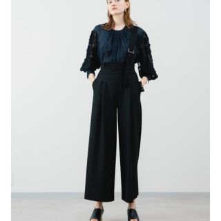 エンフォルド(ENFOLD)のELENDEEK ONE SHOULDER LINEN WIDE PANTS(サロペット/オーバーオール)