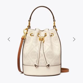 トリーバーチ(Tory Burch)のTモノグラム パンチングレザー ミニ バケットバッグ(ショルダーバッグ)