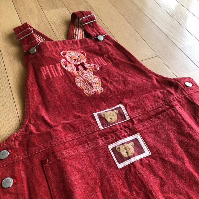 ピンクハウス ギンガム くま 熊 テディベア 刺繍 サロペット ワンピース