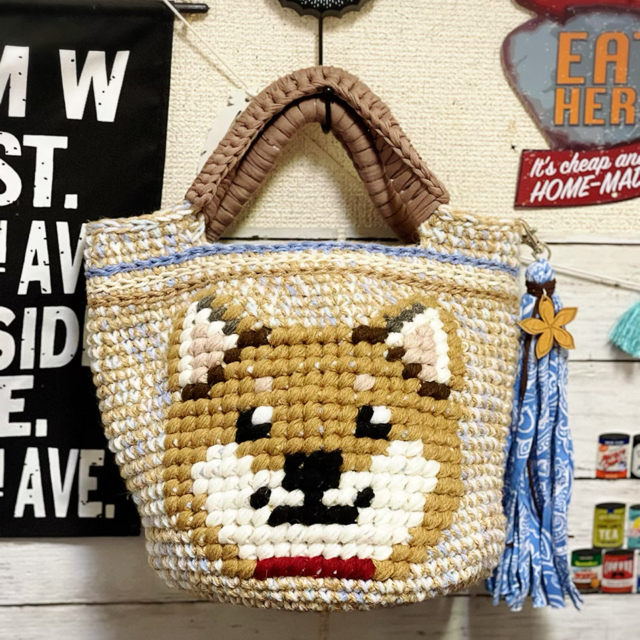 ハンドメイド 麻バック ズパゲッティ 犬 麻紐バック カゴバック ワン ハンドメイド 麻バック ズパゲッティ 犬 麻紐バック カゴバック ワン