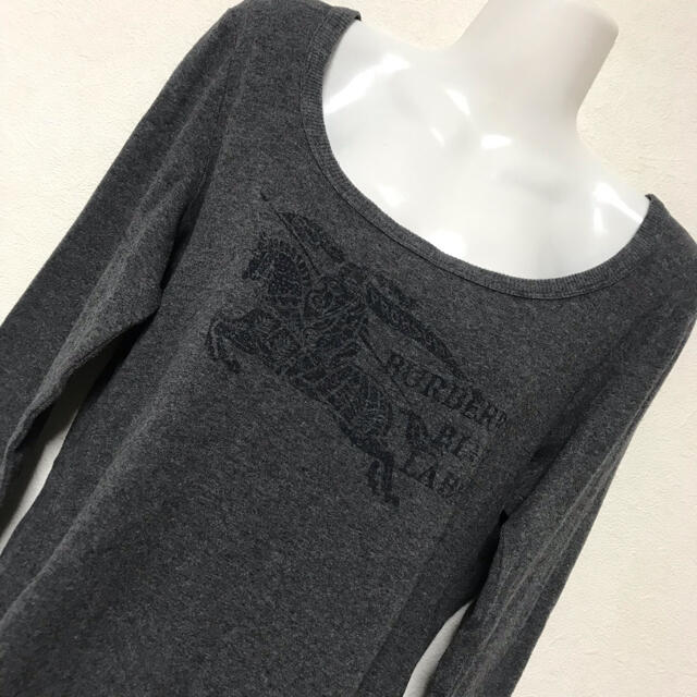 BURBERRY BLUE LABEL(バーバリーブルーレーベル)のバーバリー ブルーレーベル ノバチェック ビッグロゴ ロング Tシャツ　M レディースのトップス(Tシャツ(長袖/七分))の商品写真