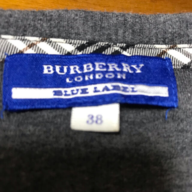 BURBERRY BLUE LABEL(バーバリーブルーレーベル)のバーバリー ブルーレーベル ノバチェック ビッグロゴ ロング Tシャツ　M レディースのトップス(Tシャツ(長袖/七分))の商品写真