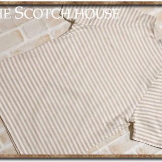 ザスコッチハウス(THE SCOTCH HOUSE)のスコッチハウス　ボーダーカットソー　白×薄茶(カットソー(半袖/袖なし))