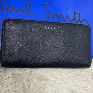 ポールスミス(Paul Smith)のポールスミス 長財布 ポールドローイング 型押し ラウンドジップ レザー 黒色(長財布)