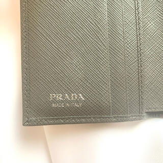 【美品】PRADA プラダ 三つ折り財布 グレー リボン ギャランティカード付き