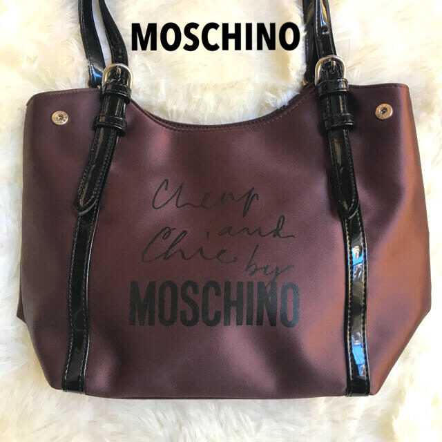 MOSCHINO(モスキーノ)のMOSCHINO モスキーノ ハンドバッグ サテントート ブラウン レディースのバッグ(トートバッグ)の商品写真