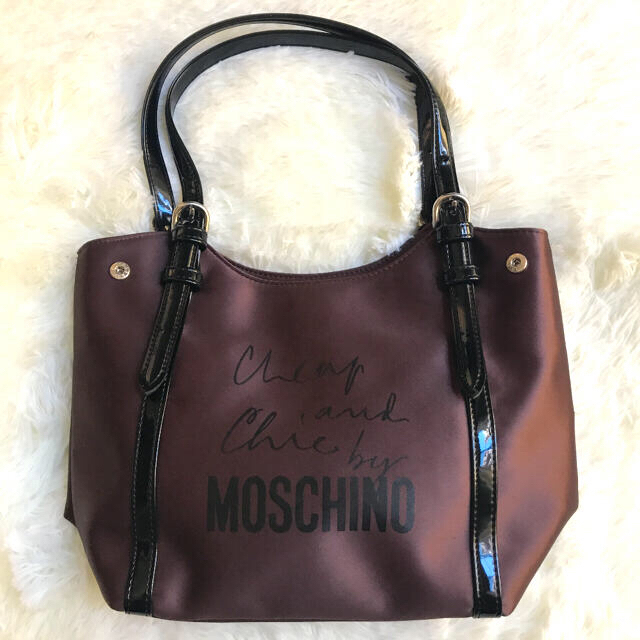 MOSCHINO(モスキーノ)のMOSCHINO モスキーノ ハンドバッグ サテントート ブラウン レディースのバッグ(トートバッグ)の商品写真