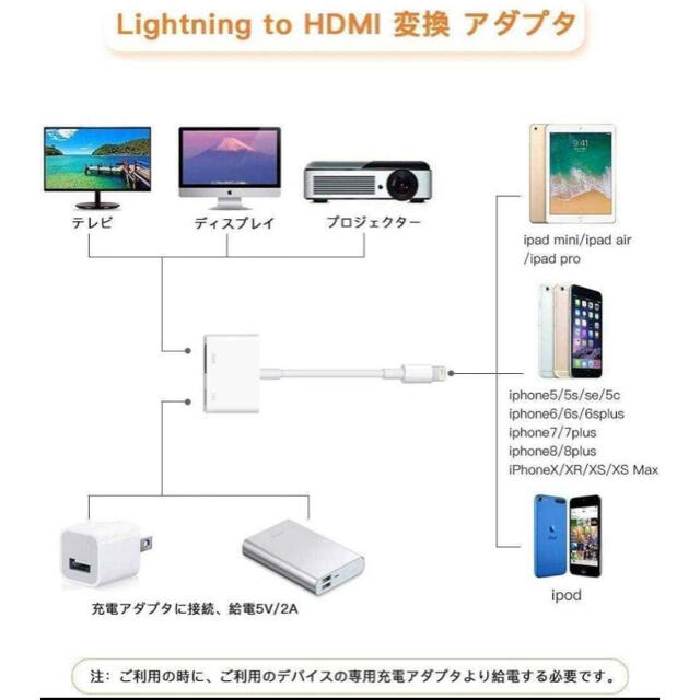 Lighting HDMI ケーブル Phone Pad HDMI 変換 スマホ/家電/カメラのテレビ/映像機器(映像用ケーブル)の商品写真