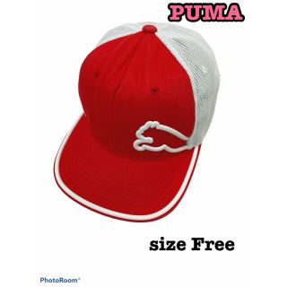 プーマ(PUMA)のPUMA プーマ　キャップ　帽子　つば付き　日除け　メッシュ生地　赤　白(その他)