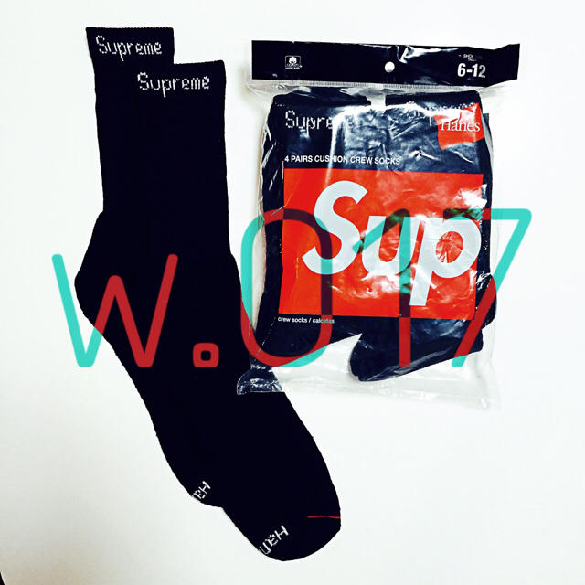 Supreme(シュプリーム)の新品★ supreme × hanes ソックス ブラック メンズのレッグウェア(ソックス)の商品写真