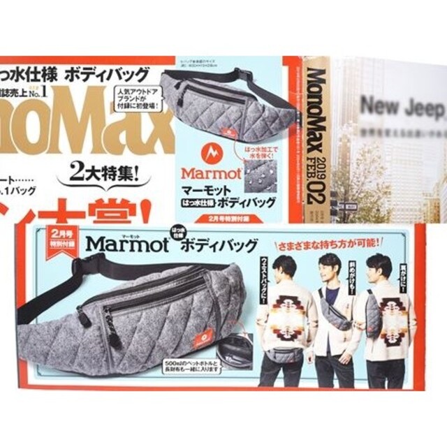 MARMOT(マーモット)のMonoMax モノマックス 2019年 2月 付録 マーモット　ボディバッグ エンタメ/ホビーの雑誌(ファッション)の商品写真