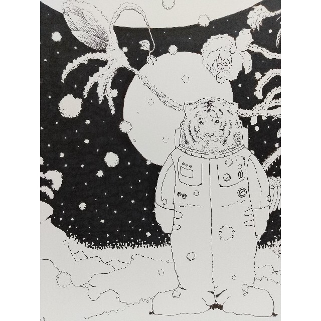 オリジナルイラスト 手描きイラスト 粉星 ハンドメイド 絵 原画 宇宙 雪 惑星