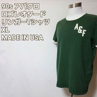 アバクロンビーアンドフィッチ(Abercrombie&Fitch)の90s アバクロンビー&フィッチ ロゴレタードリンガーTシャツ[XL](Tシャツ/カットソー(半袖/袖なし))