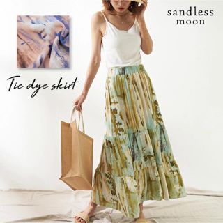 【未使用】sandlessmoon タイダイ ティアード マキシスカート(ロングワンピース/マキシワンピース)