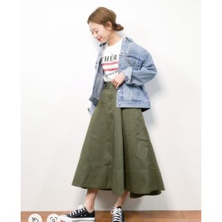 フレイアイディー(FRAY I.D)のFRAY I.D Dickies コラボ　チノフレアスカート(ロングスカート)