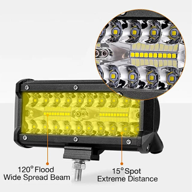 LED ワークライト 2個 作業灯 照明灯 投光器 120w 汎用 黄 自動車 自動車/バイクの自動車(汎用パーツ)の商品写真