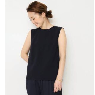 ドゥーズィエムクラス(DEUXIEME CLASSE)の19SS ドゥーズィエムクラス トリアセジョーゼット ノースリーブ ブラウス 黒(シャツ/ブラウス(半袖/袖なし))