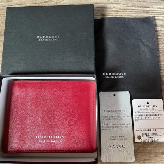 バーバリーブラックレーベル(BURBERRY BLACK LABEL)の新品 超レア バーバリーブラックレーベル 本革レザー 二つ折り財布 赤(折り財布)