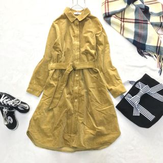 サニーレーベル(Sonny Label)の【sayunon様専用】サニーレーベルベルト付コーデュロイワンピース マスタード(ロングワンピース/マキシワンピース)