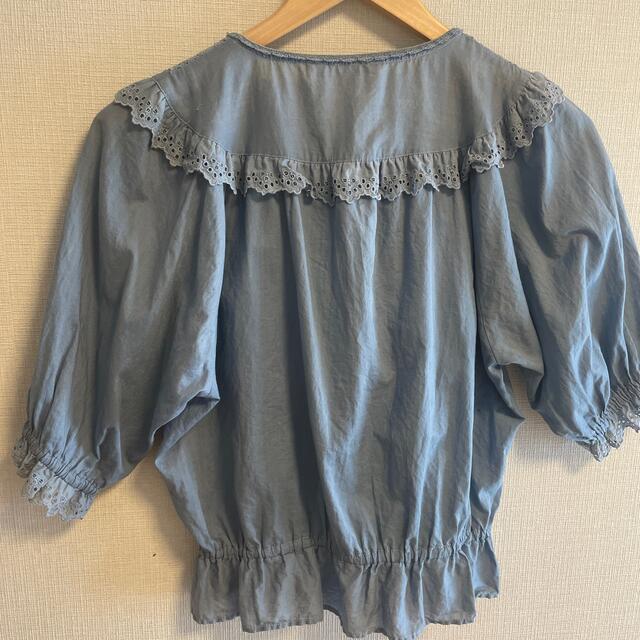 Shashi(シャシ)の日本製　100%綿可愛いブルー レディースのトップス(シャツ/ブラウス(半袖/袖なし))の商品写真