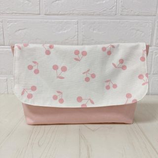 横入れお弁当袋　さくらんぼ×ピンク(外出用品)