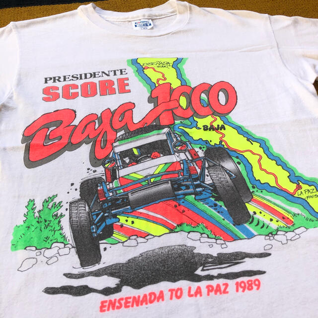 ART VINTAGE(アートヴィンテージ)の80s USA製 HANES ヘインズ バハ1000 Tシャツ ビンテージ 昔 レディースのトップス(Tシャツ(半袖/袖なし))の商品写真