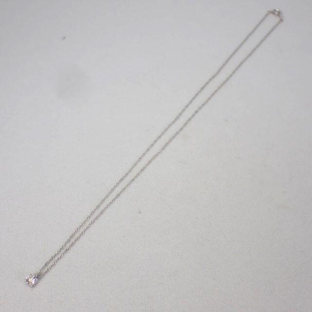 K18WG ダイヤモンド プチ シンプル 四本爪 ネックレス[g526-6］