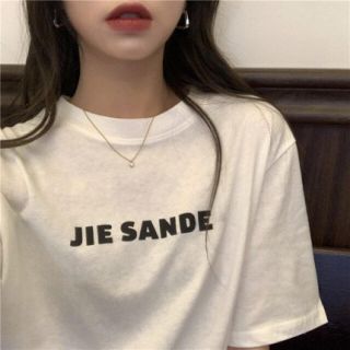 JIE SANDE シンプル　ロゴ　半袖　Tシャツ　 ホワイト　白(Tシャツ/カットソー(半袖/袖なし))