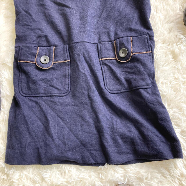 INED(イネド)のINED⭐️イネド【9 M相当】Vネックワンピース サロペット ネイビー レディースのスカート(ひざ丈スカート)の商品写真