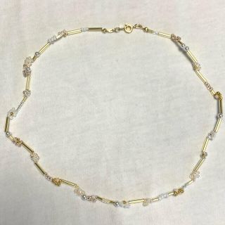 ビーズネックレス ハンドメイド ゴールド(ネックレス)