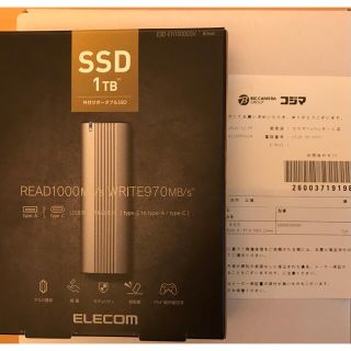 エレコム(ELECOM)の　外付けSSD  1TB ELECOM USB3.2(gen2) 中古　(PCパーツ)