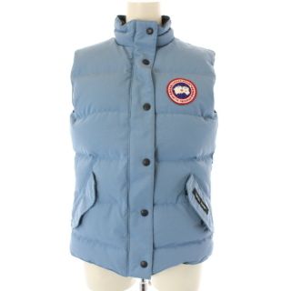 カナダグース(CANADA GOOSE)のカナダグース ダウンベスト ジャケット ジップアップ S ブルー ブラック(ダウンベスト)