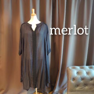 メルロー(merlot)のUS90 新品同様 merlot ブラック F ワンピース キーネック レース(ひざ丈ワンピース)