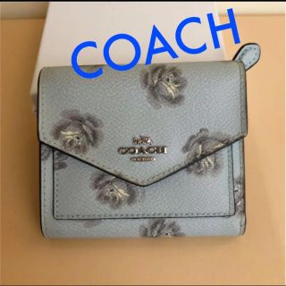 コーチ(COACH)のコーチ　折り財布　くすみライトブルー　コインケース付き(財布)