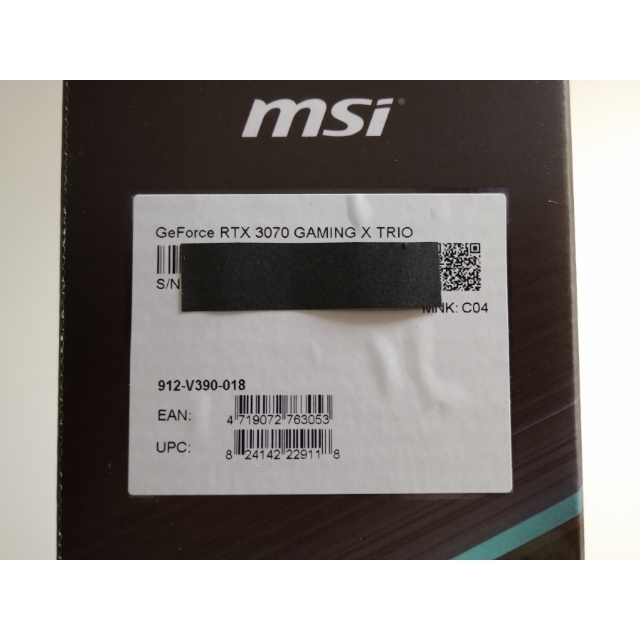 新品 MSI RTX3070 GAMING X TRIO 非LHR