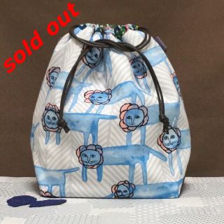 ミナペルホネン(mina perhonen)のsold out　lookブルー　ミナペルホネン　ハンドメイド　手拭 巾着バッグ(バッグ)