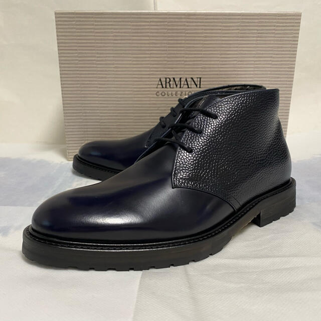 armani新品未使用！ARMANI COLLEZIONI ブラックチャッカブーツ(UK6)