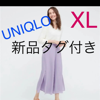 ユニクロ(UNIQLO)のユニクロ　シフォンスリットスカートパンツ　XL⭐️新品タグ付(キュロット)