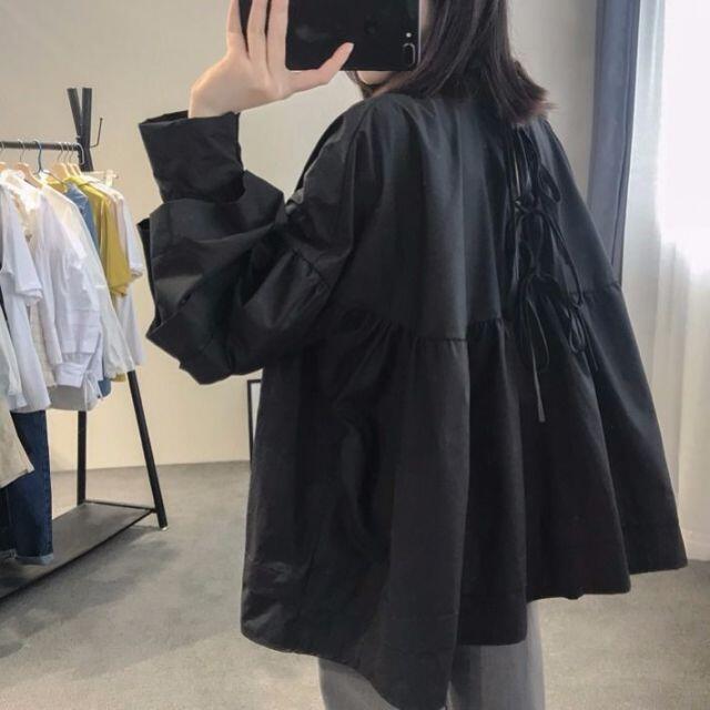 【新品】韓国ファッション　2021年春夏新作　リボン付き長袖シャツ　フリル　体型 3