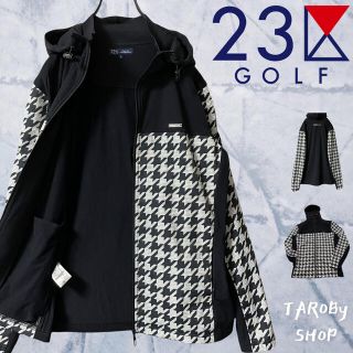 ニジュウサンク(23区)の23区GOLF 千鳥柄パーカー　黒　サイズL リブあり(パーカー)