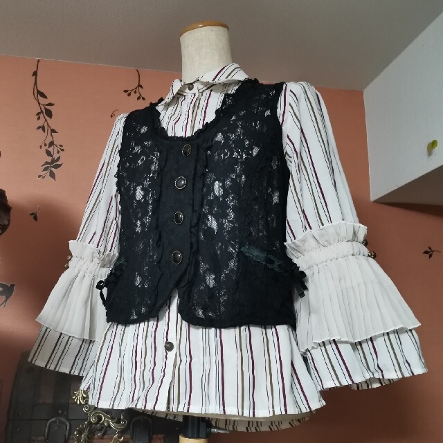 axes femme - axes femme 2点 セット 姫袖 ストライプ ブラウス 総