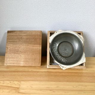 錫製　間村自造　茶托　5客セット　絵変わり茶托(金属工芸)