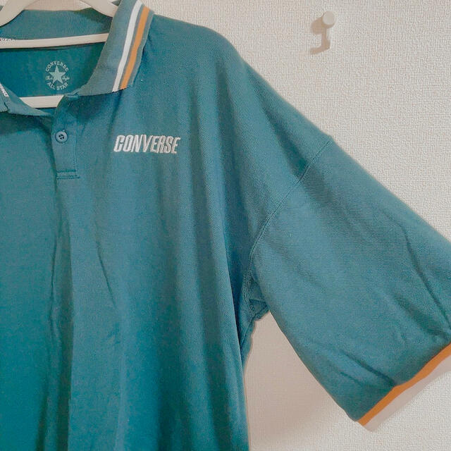 CONVERSE(コンバース)のconverse】襟付きシャツ　緑　Lサイズ レディースのトップス(Tシャツ(半袖/袖なし))の商品写真