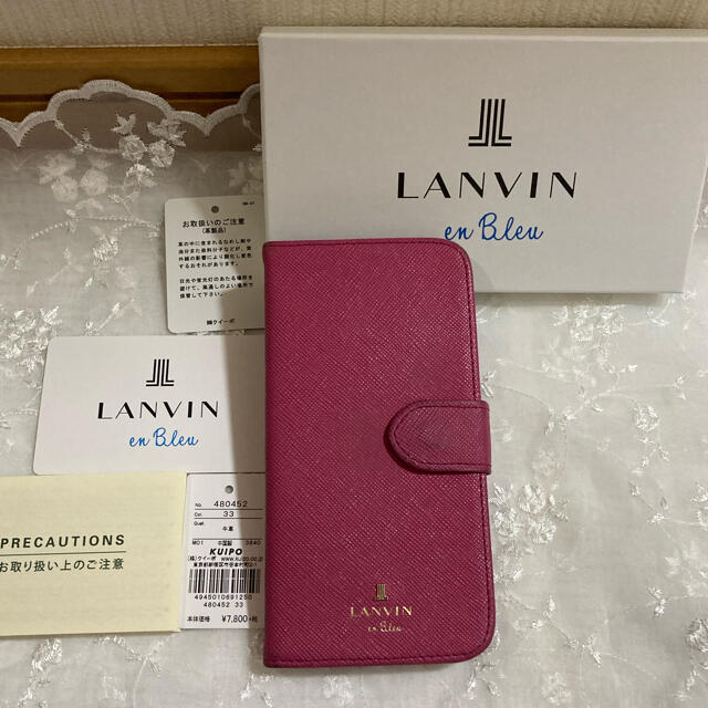 LANVIN en Bleu(ランバンオンブルー)のランバンオンブルー　手帳型　定価8,500円位　人気カラー　牛革　レザー　可愛い スマホ/家電/カメラのスマホアクセサリー(iPhoneケース)の商品写真